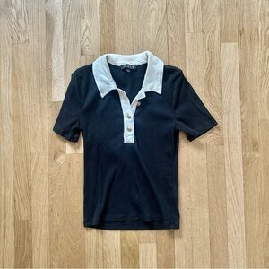 J. Crew | Premium rib short-sleeve polo shirt in black